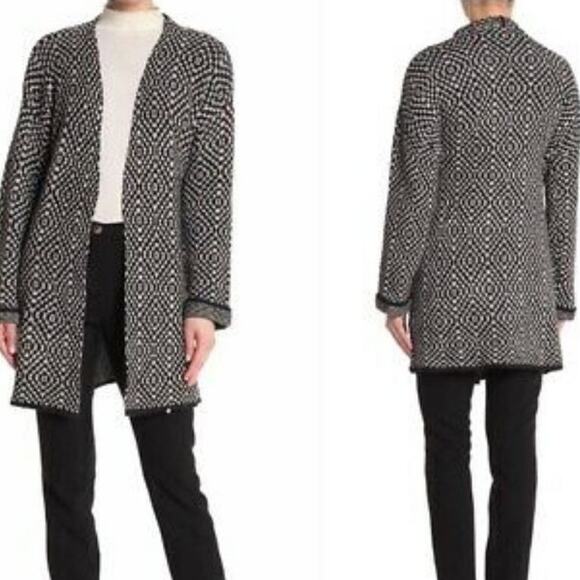 Joseph Sweaters - Joseph Open Front Cardigan Sweater X-Small Geometric Pattern NEW XS blk white